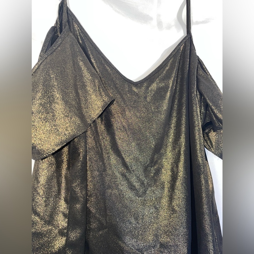 Atmosphere Off the Shoulder Womens Metallic Short Sleeve Tank Camisole Sz 12 NWT - Picture 6 of 6